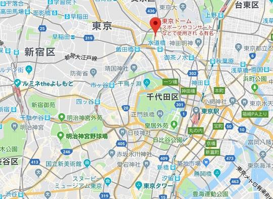 東京ドーム周辺の広域地図>